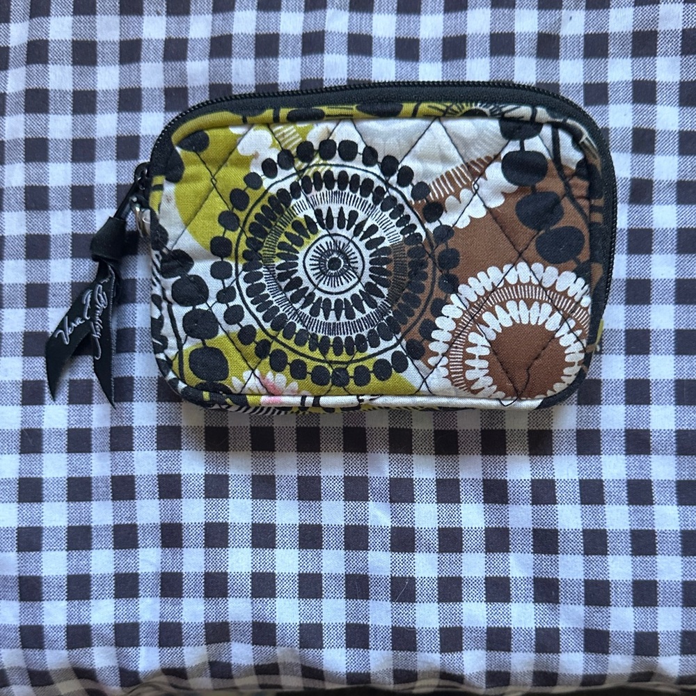 Vera Bradley Quilted Wallet in Green, Brown, and Black